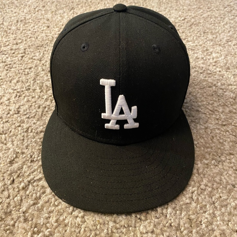 LA Dodgers New Era Fitted Hat - Black/Grey - 7 1/4